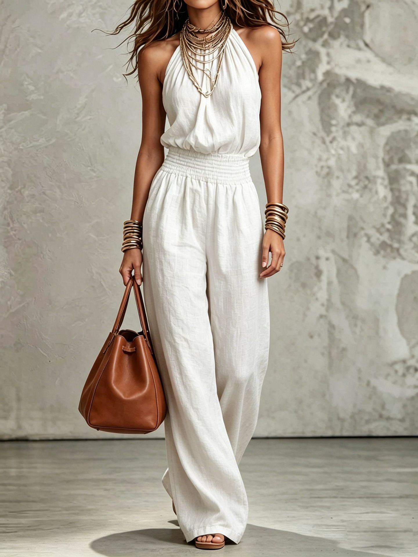 Backless halter jumpsuit