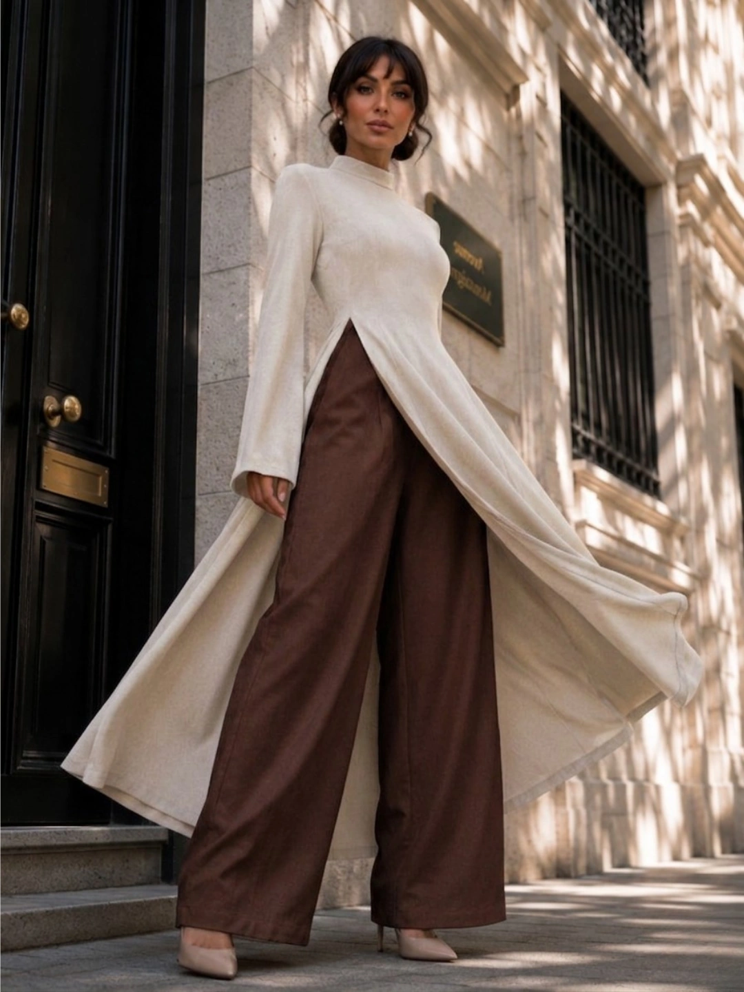 Linen Split-Front Maxi Dress