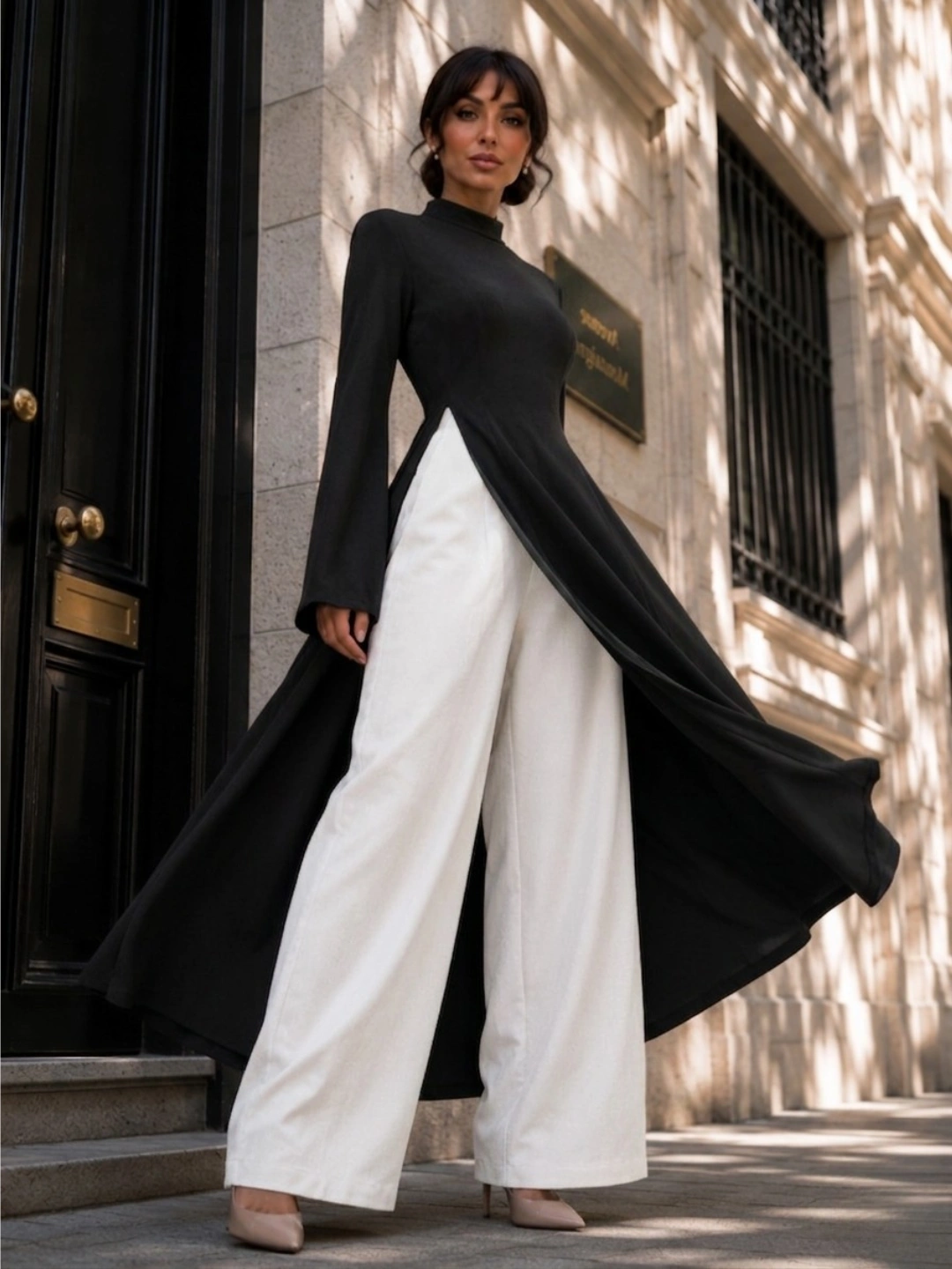 Linen Split-Front Maxi Dress