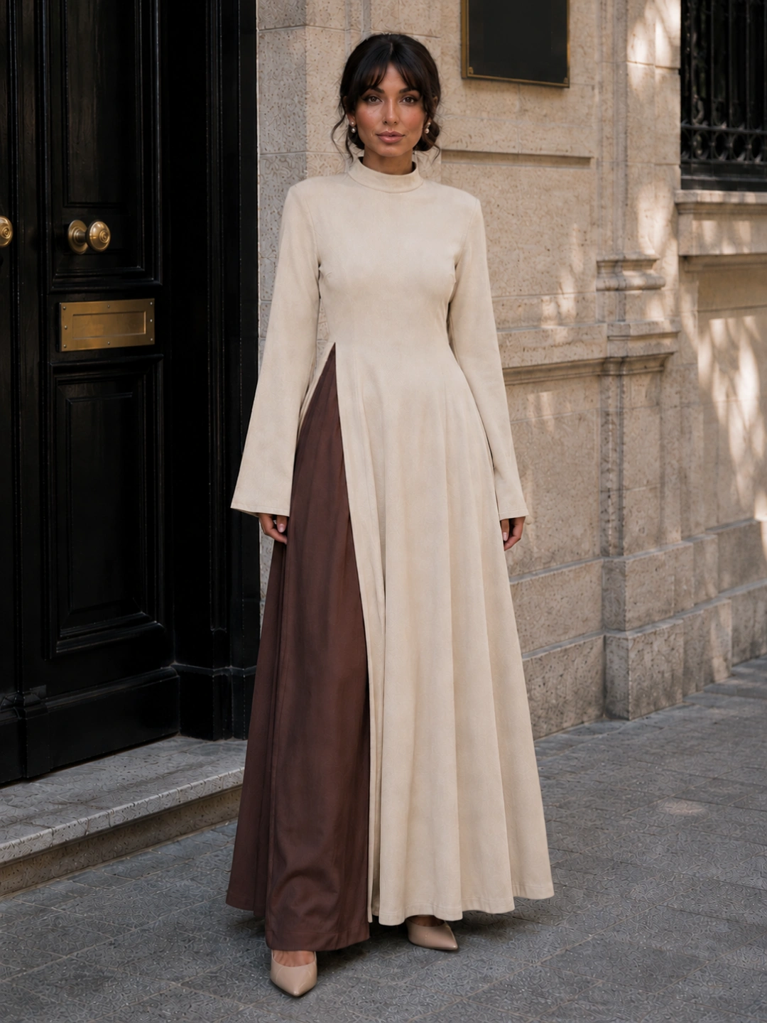 Linen Split-Front Maxi Dress