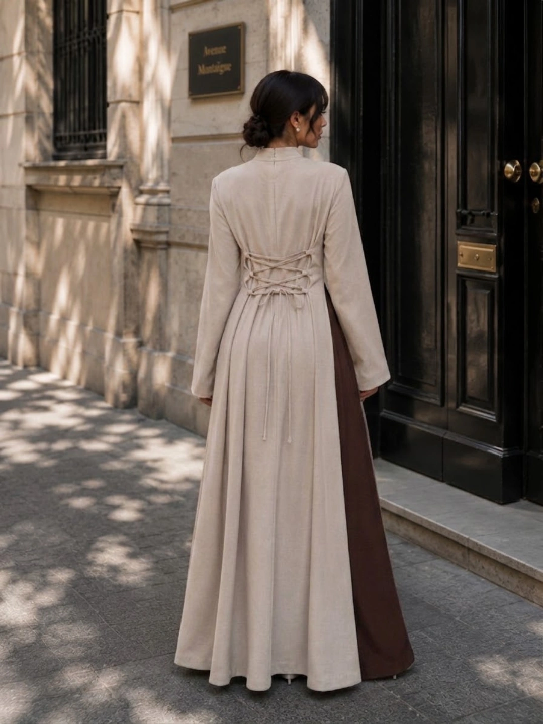 Linen Split-Front Maxi Dress