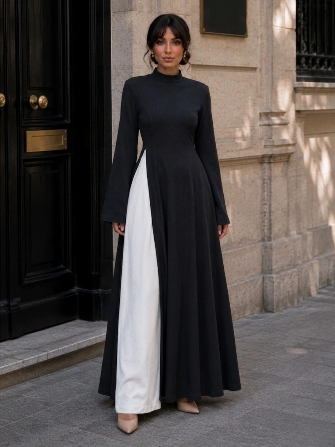 Linen Split-Front Maxi Dress