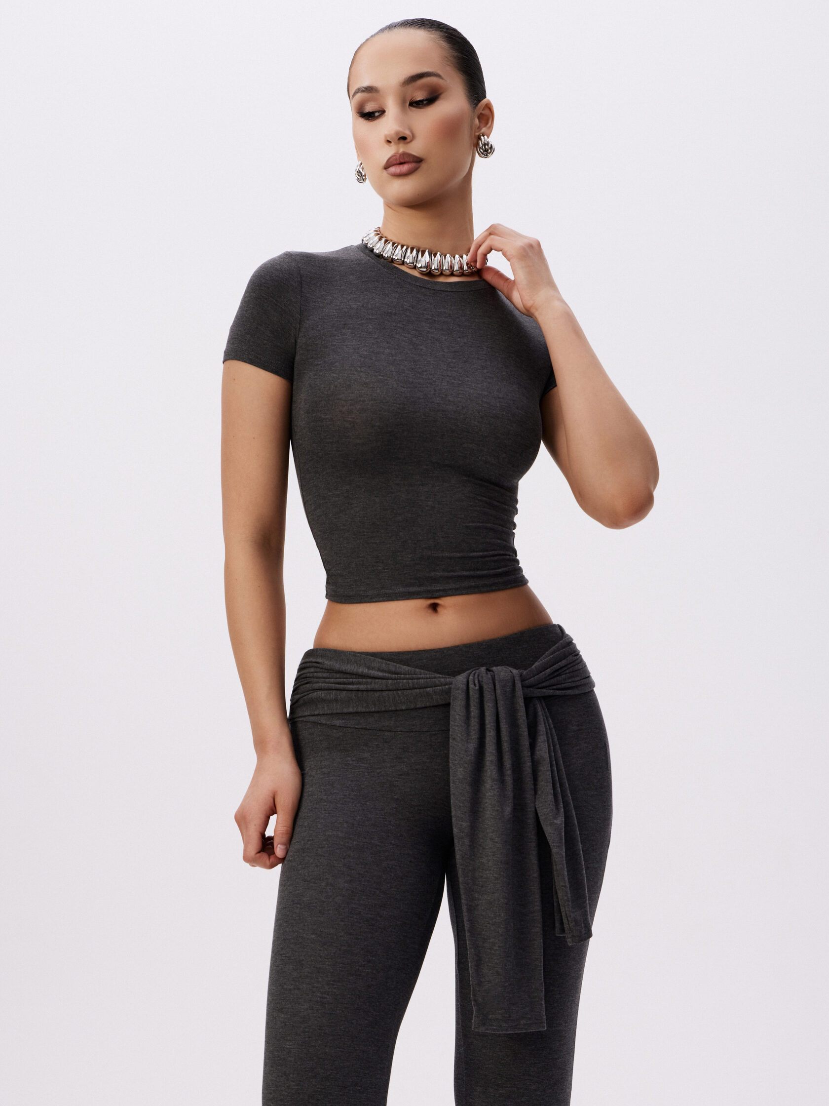 Knit Tie-Front Tight-fitting Set