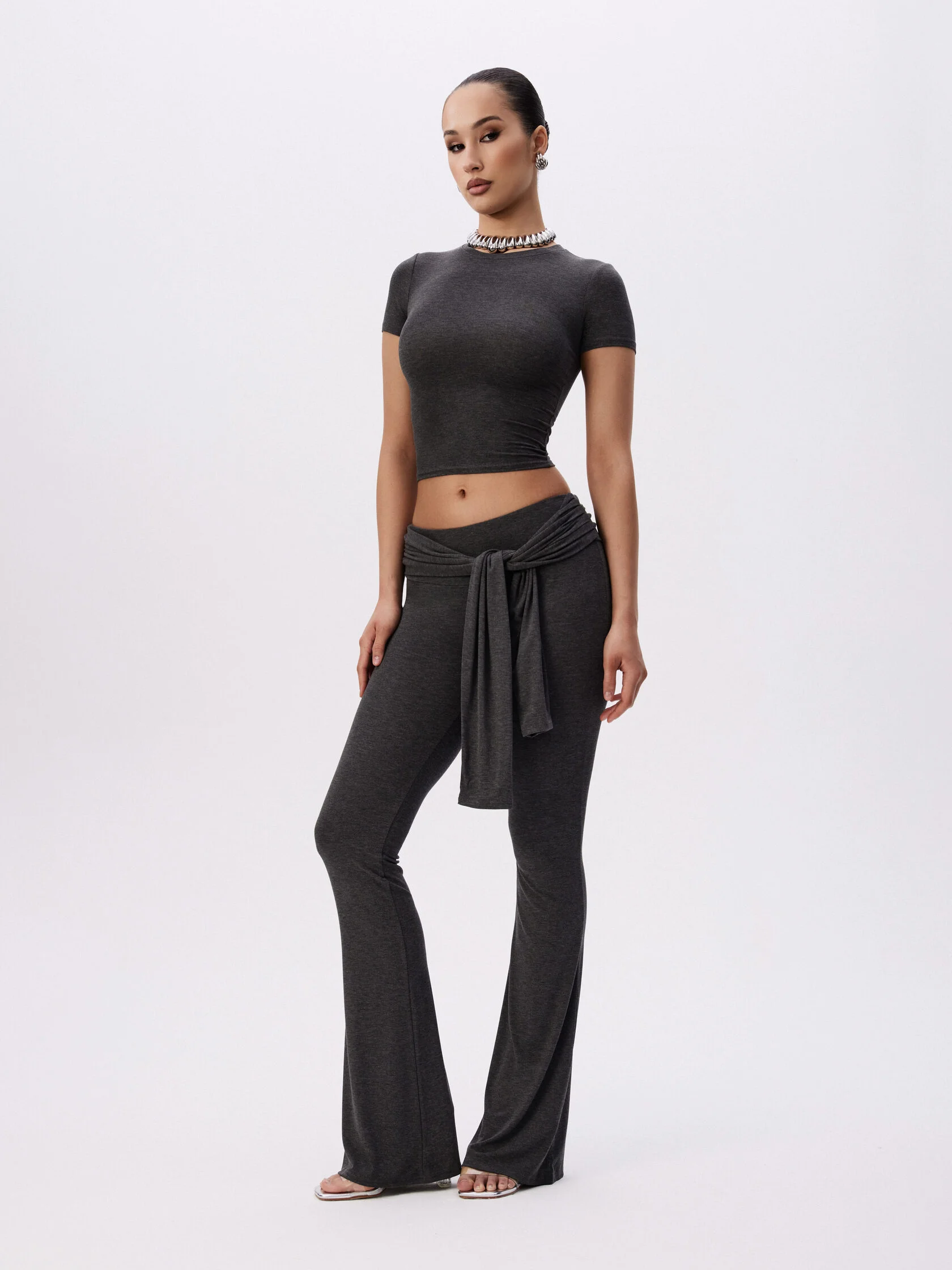 Knit Tie-Front Tight-fitting Set