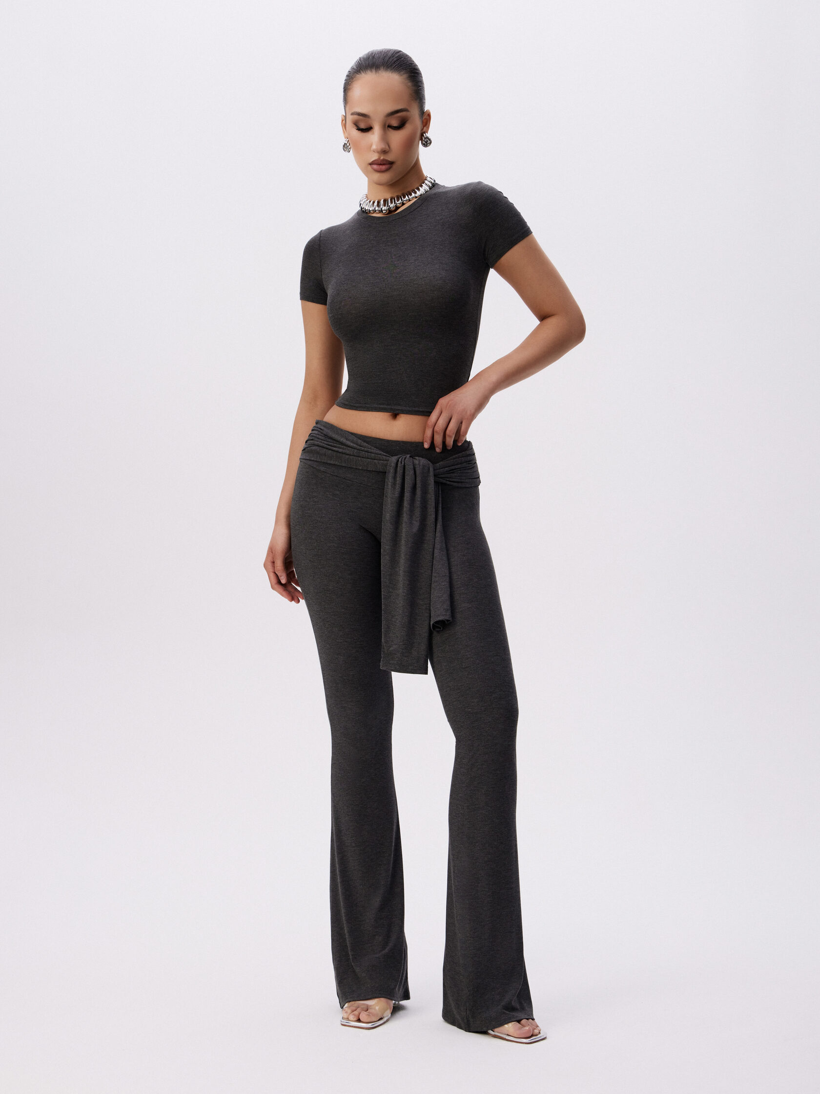Knit Tie-Front Tight-fitting Set