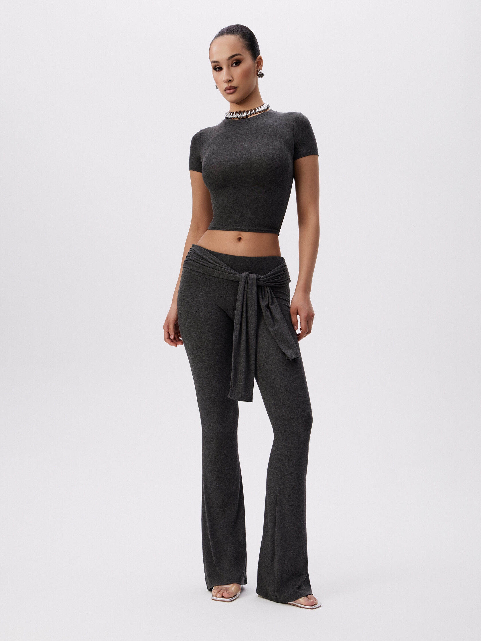 Knit Tie-Front Tight-fitting Set