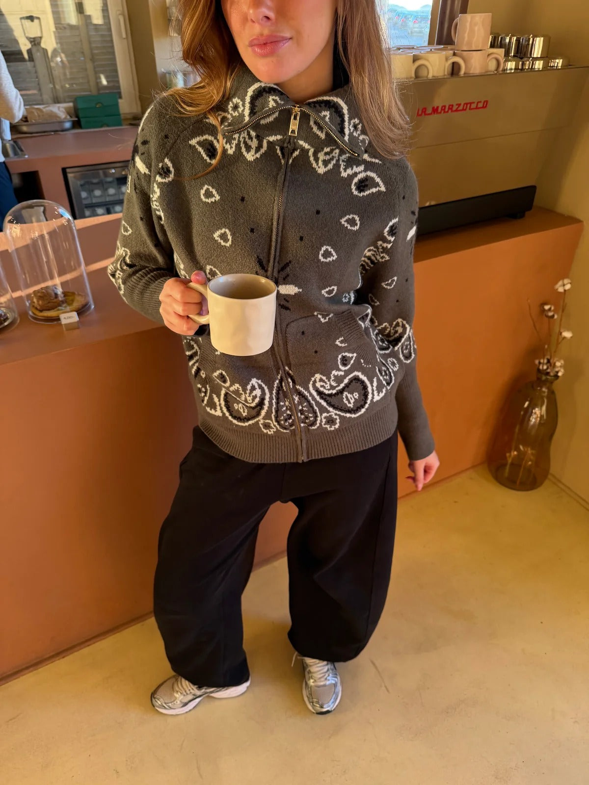 Retro Bandana Patterned Cardigan
