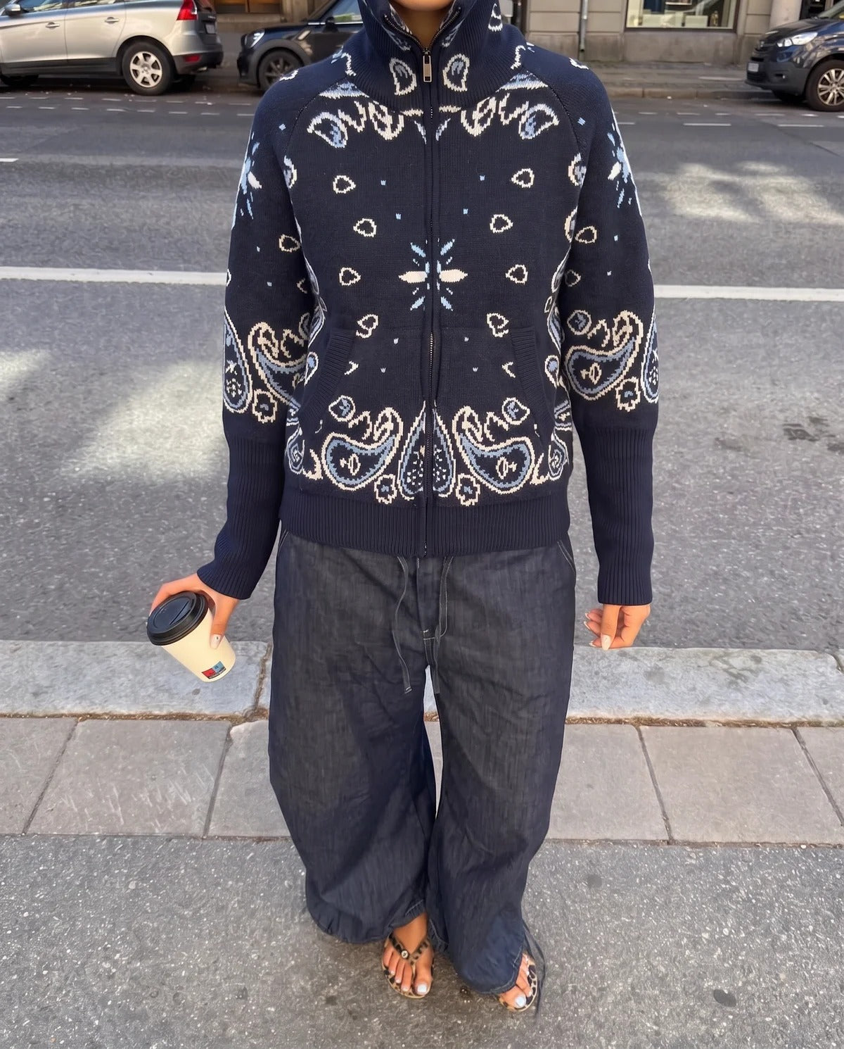 Retro Bandana Patterned Cardigan